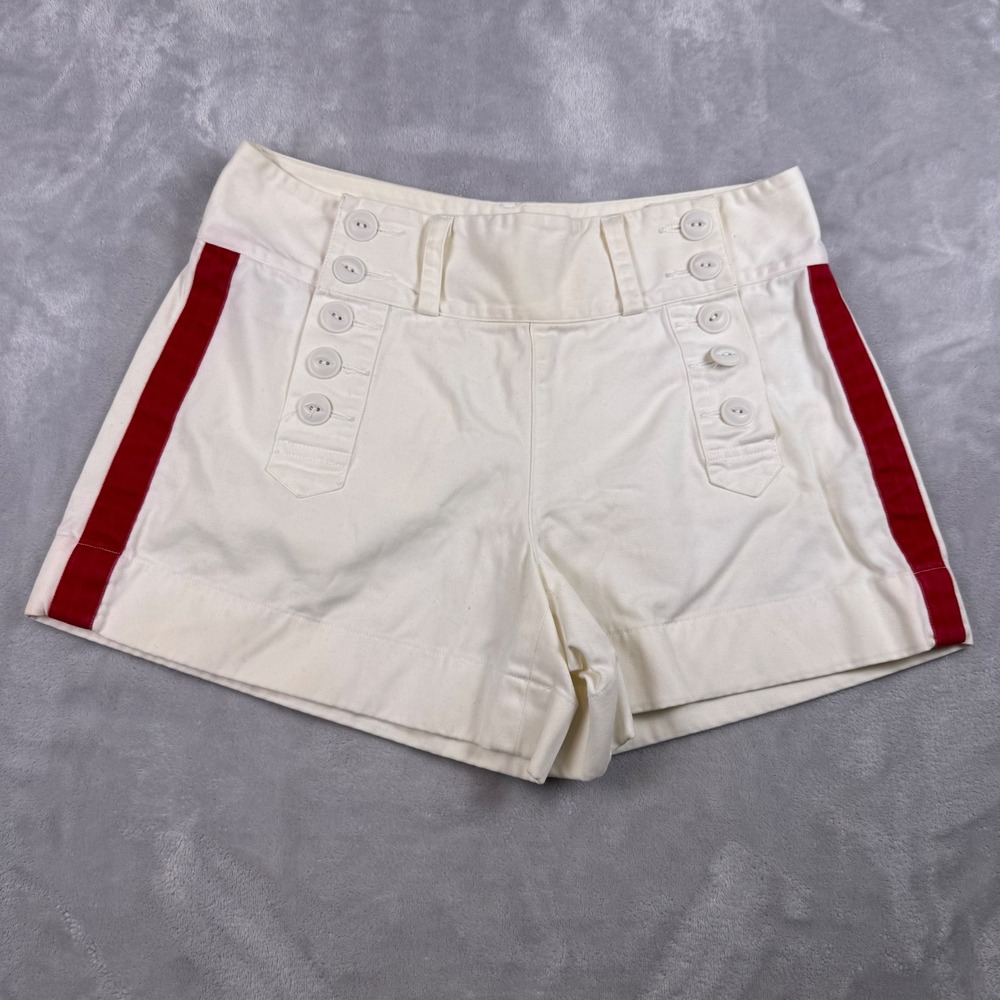 Ralph Lauren Rugby Cream Sailor Short Red Side Stripe Cotton Twill Women Size 2*